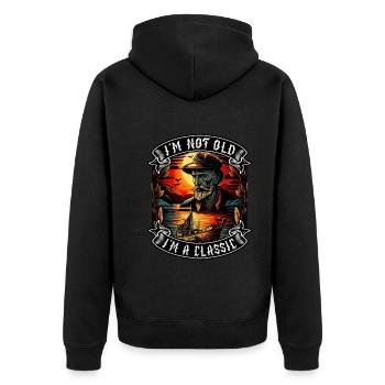 I m not old I m a classic Bootsliebhaber - Unisex Premium Bio Zip Hoodie - Schwarz - Hinten - Nico (187cm)