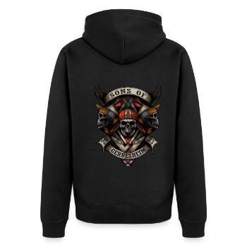 Sons of Gerresheim Düsseldorf - Unisex Premium Organic Zip Hoodie - black - Back - Nico (187cm)