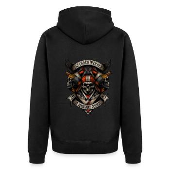 Legenden werden in Düsseldorf geboren - Unisex Premium Bio Zip Hoodie - Schwarz - Hinten - Nico (187cm)