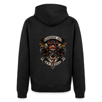 Hamburg Legends of St. Pauli 2023 Biker - Unisex Premium Bio Zip Hoodie - Schwarz - Hinten - Nico (187cm)