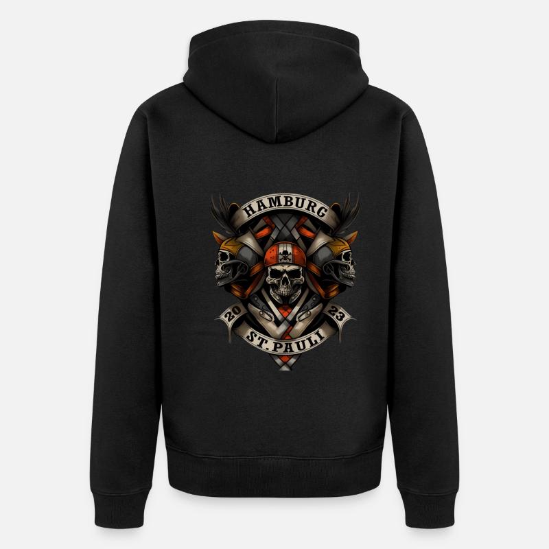 Hamborg St. Pauli 2023 - Biker - Premium økologisk unisex-hættejakke - sort