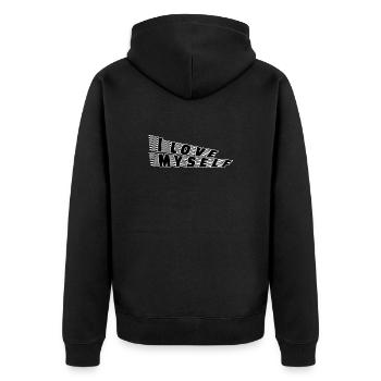 Je m’aime - Veste à capuche bio Premium Unisexe - noir - Dos - Nico (187cm)