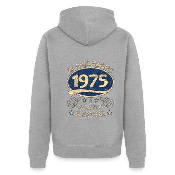 48. Geburtstag 1975 Guter Jahrgang - Unisex Premium Bio Zip Hoodie - Grau meliert - Hinten - Nico (187cm)