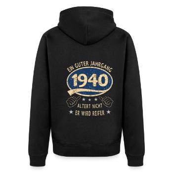 83. Geburtstag 1940 Guter Jahrgang - Unisex Premium Bio Zip Hoodie - Schwarz - Hinten - Nico (187cm)
