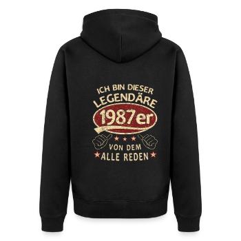 36. Geburtstag 1987 36 er Geburtstag - Unisex Premium Bio Zip Hoodie - Schwarz - Hinten - Nico (187cm)