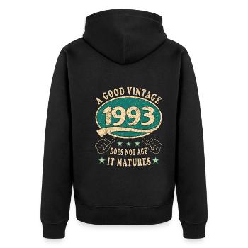 30ème anniversaire 1993 30s Bon millésime - Veste à capuche bio Premium Unisexe - noir - Dos - Nico (187cm)