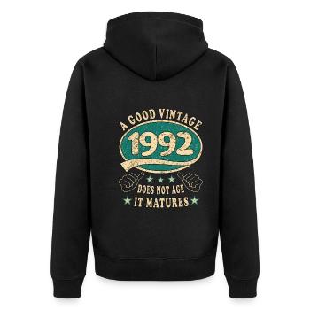 31. Geburtstag 1992 31er Guter Jahrgang - Unisex Premium Bio Zip Hoodie - Schwarz - Hinten - Nico (187cm)