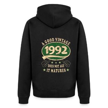 31. Geburtstag 1992 31er Guter Jahrgang - Unisex Premium Bio Zip Hoodie - Schwarz - Hinten - Nico (187cm)