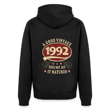 31. Geburtstag 1992 31er Guter Jahrgang - Unisex Premium Bio Zip Hoodie - Schwarz - Hinten - Nico (187cm)