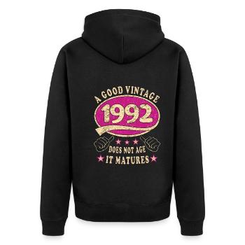 31. Geburtstag 1992 31er Guter Jahrgang - Unisex Premium Bio Zip Hoodie - Schwarz - Hinten - Nico (187cm)