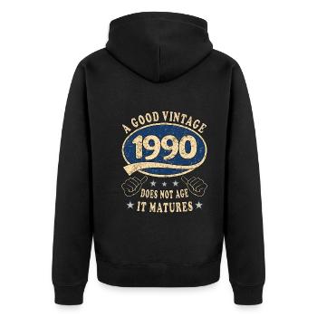 33ème anniversaire 1990 33 Bon millésime - Veste à capuche bio Premium Unisexe - noir - Dos - Nico (187cm)