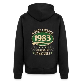 40. Geburtstag 1983 40er Guter Jahrgang - Unisex Premium Bio Zip Hoodie - Schwarz - Hinten - Nico (187cm)