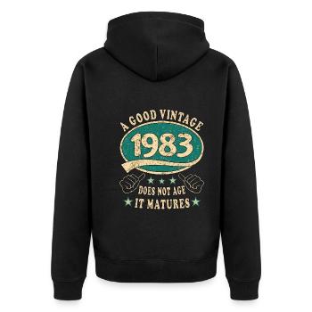 40. Geburtstag 1983 40er Guter Jahrgang - Unisex Premium Bio Zip Hoodie - Schwarz - Hinten - Nico (187cm)