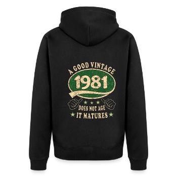 42ème Anniversaire 1981 42 Bon millésime - Veste à capuche bio Premium Unisexe - noir - Dos - Nico (187cm)