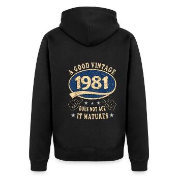42ème Anniversaire 1981 42 Bon millésime - Veste à capuche bio Premium Unisexe - noir - Dos - Nico (187cm)