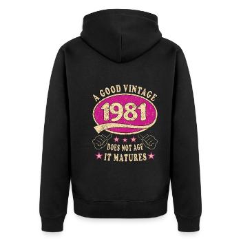 42ème Anniversaire 1981 42 Bon millésime - Veste à capuche bio Premium Unisexe - noir - Dos - Nico (187cm)