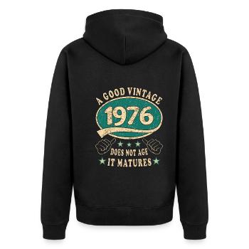 47ème Anniversaire 1976 '47 Bon millésime - Veste à capuche bio Premium Unisexe - noir - Dos - Nico (187cm)