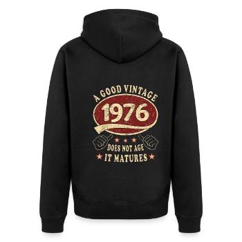 47ème Anniversaire 1976 '47 Bon millésime - Veste à capuche bio Premium Unisexe - noir - Dos - Nico (187cm)