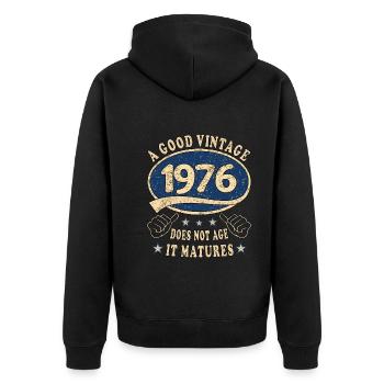 47th Birthday 1976 '47 Good vintage - Unisex Premium Organic Zip Hoodie - black - Back - Nico (187cm)