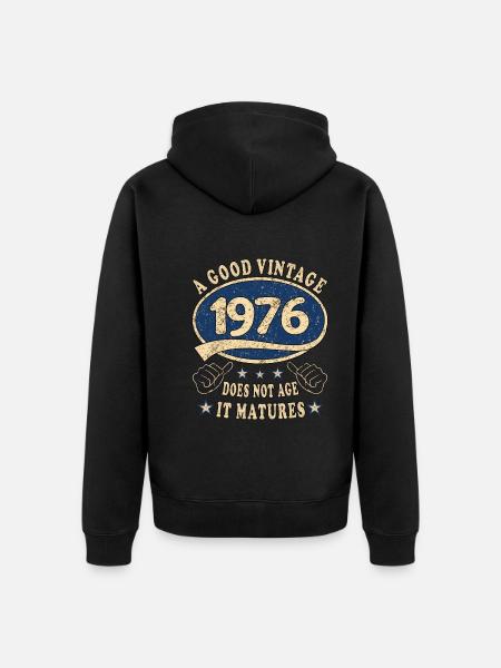 47e verjaardag 1976 '47 Goede jaargang - Uniseks Premium bio ziphoodie - zwart