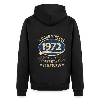 51ème anniversaire 1972 '51 Bon Millésime - Veste à capuche bio Premium Unisexe - noir - Dos - Nico (187cm)