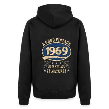 54. Geburtstag 1969 54er Guter Jahrgang - Unisex Premium Bio Zip Hoodie - Schwarz - Hinten - Nico (187cm)