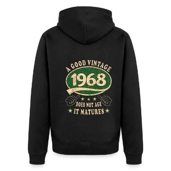 55. Geburtstag 1968 55er Guter Jahrgang - Unisex Premium Bio Zip Hoodie - Schwarz - Hinten - Nico (187cm)