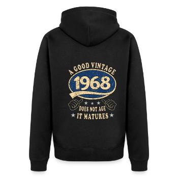 55. Geburtstag 1968 55er Guter Jahrgang - Unisex Premium Bio Zip Hoodie - Schwarz - Hinten - Nico (187cm)