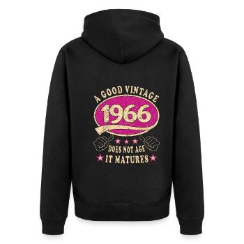 57. Geburtstag 1966 57er Guter Jahrgang - Unisex Premium Bio Zip Hoodie - Schwarz - Hinten - Nico (187cm)