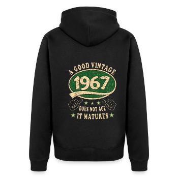 56. Geburtstag 1967 56er Guter Jahrgang - Unisex Premium Bio Zip Hoodie - Schwarz - Hinten - Nico (187cm)