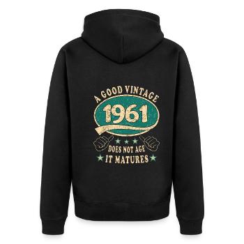 62ème Anniversaire 1961 '62 Bon Millésime - Veste à capuche bio Premium Unisexe - noir - Dos - Nico (187cm)