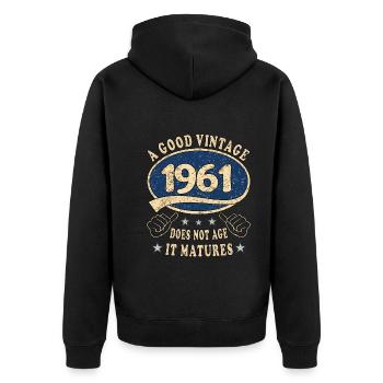 62ème Anniversaire 1961 '62 Bon Millésime - Veste à capuche bio Premium Unisexe - noir - Dos - Nico (187cm)