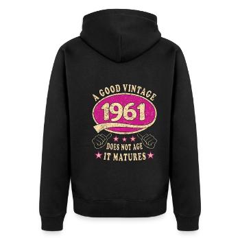 62ème Anniversaire 1961 '62 Bon Millésime - Veste à capuche bio Premium Unisexe - noir - Dos - Nico (187cm)