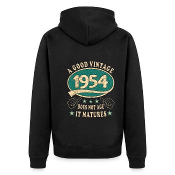 69. Geburtstag 1954 69er Guter Jahrgang - Unisex Premium Bio Zip Hoodie - Schwarz - Hinten - Nico (187cm)