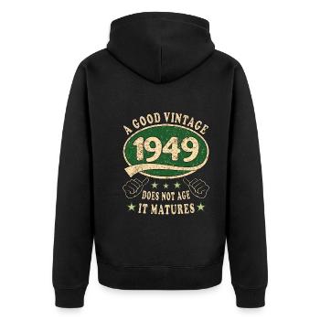74th Birthday 1949 74 Good Vintage - Unisex Premium Organic Zip Hoodie - black - Back - Nico (187cm)