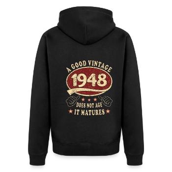 75e anniversaire 1948 75 Bon millésime - Veste à capuche bio Premium Unisexe - noir - Dos - Nico (187cm)