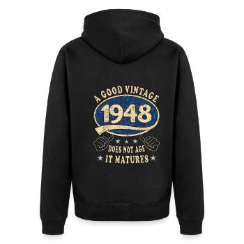 75e anniversaire 1948 75 Bon millésime - Veste à capuche bio Premium Unisexe - noir - Dos - Nico (187cm)