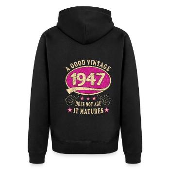 76ème Anniversaire 1947 '76 Bon Millésime - Veste à capuche bio Premium Unisexe - noir - Dos - Nico (187cm)