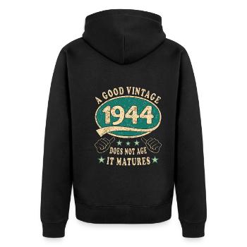 79ème Anniversaire 1944 '79 Bon Millésime - Veste à capuche bio Premium Unisexe - noir - Dos - Nico (187cm)