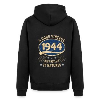 79ème Anniversaire 1944 '79 Bon Millésime - Veste à capuche bio Premium Unisexe - noir - Dos - Nico (187cm)