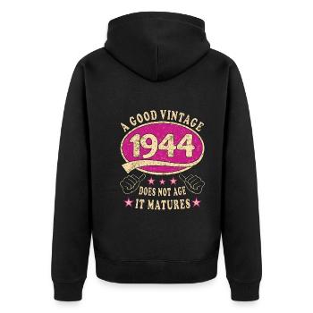 79ème Anniversaire 1944 '79 Bon Millésime - Veste à capuche bio Premium Unisexe - noir - Dos - Nico (187cm)