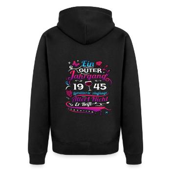 78. Geburtstag 1945 78er Guter Jahrgang - Unisex Premium Bio Zip Hoodie - Schwarz - Hinten - Nico (187cm)