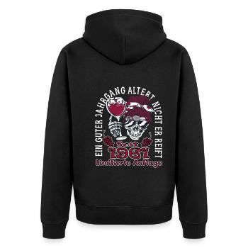 62. Geburtstag 1961 62er Guter Jahrgang - Unisex Premium Bio Zip Hoodie - Schwarz - Hinten - Nico (187cm)