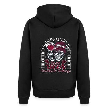 49. Geburtstag 1974 49er Guter Jahrgang - Unisex Premium Bio Zip Hoodie - Schwarz - Hinten - Nico (187cm)