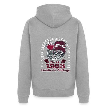 40. Geburtstag 1983 40er Guter Jahrgang - Unisex Premium Bio Zip Hoodie - Grau meliert - Hinten - Nico (187cm)