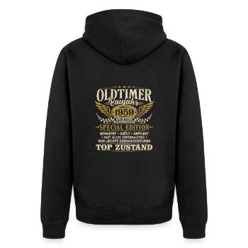 Oldtimer Baujahr 1959 Jahrgang Geburtstag Geschenk - Unisex Premium Bio Zip Hoodie - Schwarz - Hinten - Nico (187cm)