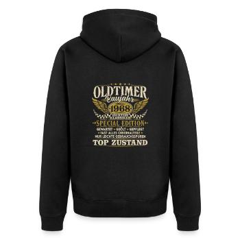 Oldtimer Baujahr 1968 Jahrgang Geburtstag Geschenk - Unisex Premium Bio Zip Hoodie - Schwarz - Hinten - Nico (187cm)