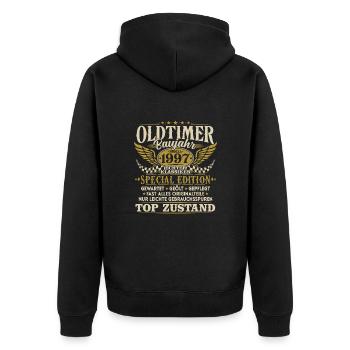Oldtimer Baujahr 1997 Jahrgang Geburtstag Geschenk - Unisex Premium Bio Zip Hoodie - Schwarz - Hinten - Nico (187cm)