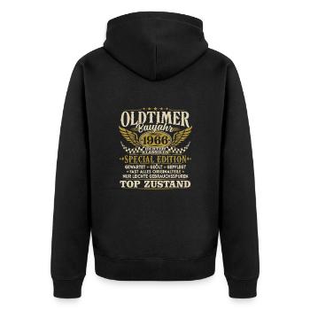 Oldtimer Baujahr 1966 Jahrgang Geburtstag Geschenk - Unisex Premium Bio Zip Hoodie - Schwarz - Hinten - Nico (187cm)