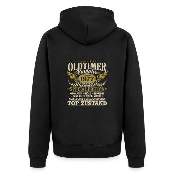 Oldtimer Baujahr 1977 Jahrgang Geburtstag Geschenk - Unisex Premium Bio Zip Hoodie - Schwarz - Hinten - Nico (187cm)